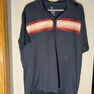 all in motion Navy Polo with Burgundy and Cream Stripes